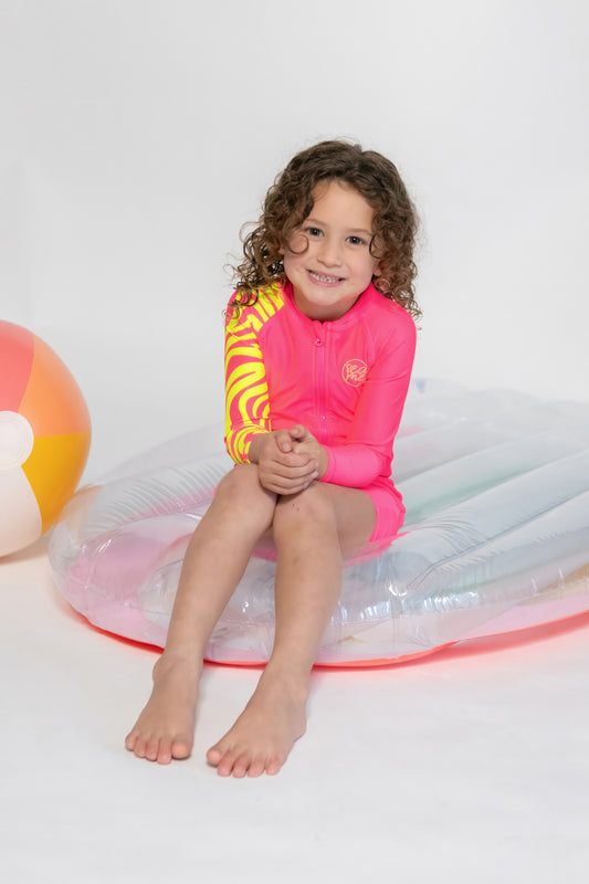 Bright Pink Long Sleeve Toddler Swimsuit