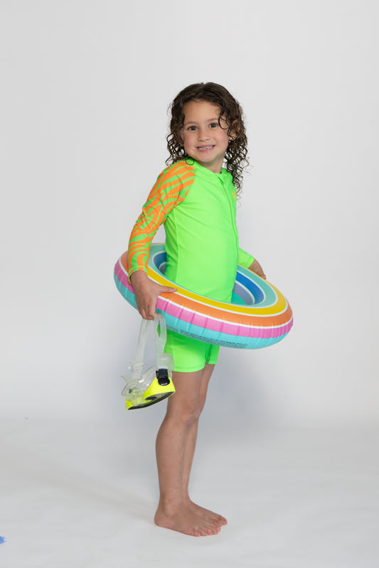 Bright Green Long Sleeve Toddler Swimsuit