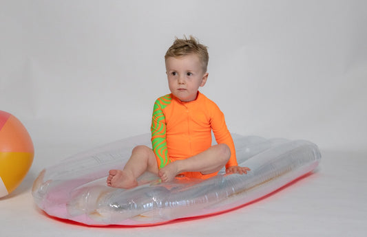 Bright Orange Long Sleeve Toddler Swimsuit